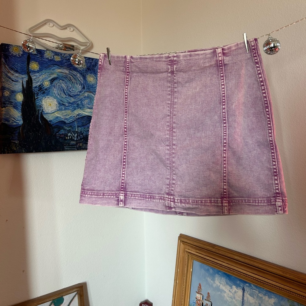 Purple denim design mini skirt